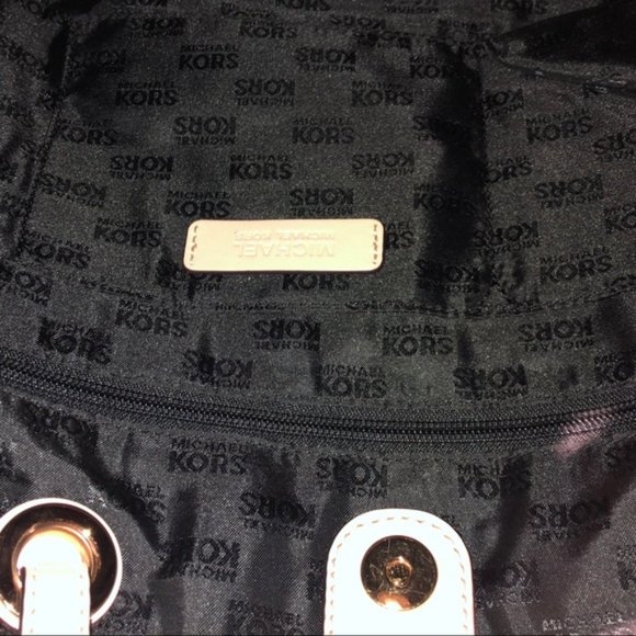 Michael Kors Black Leather Purse with Cream Leather Straps and Gold Buckles - Picture 12 of 14